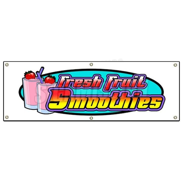 Signmission SMOOTHIES BANNER SIGN fresh fruit smoothie signs B-72 Smoothies - main